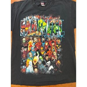 Vintage Mad engine Marvel T Shirt Men's Size Large Black Hulk Iron Man X Men